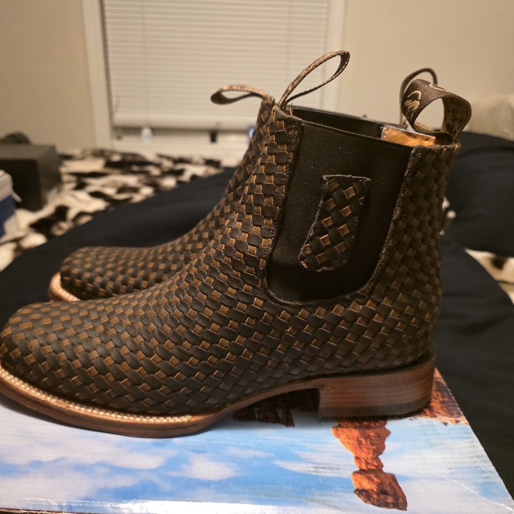 Men's Woven Leather Western Boots
